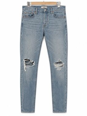 GUESS Blue Light Wash Relaxed/Skinny Ripped Denim Jeans 30x32 EUC